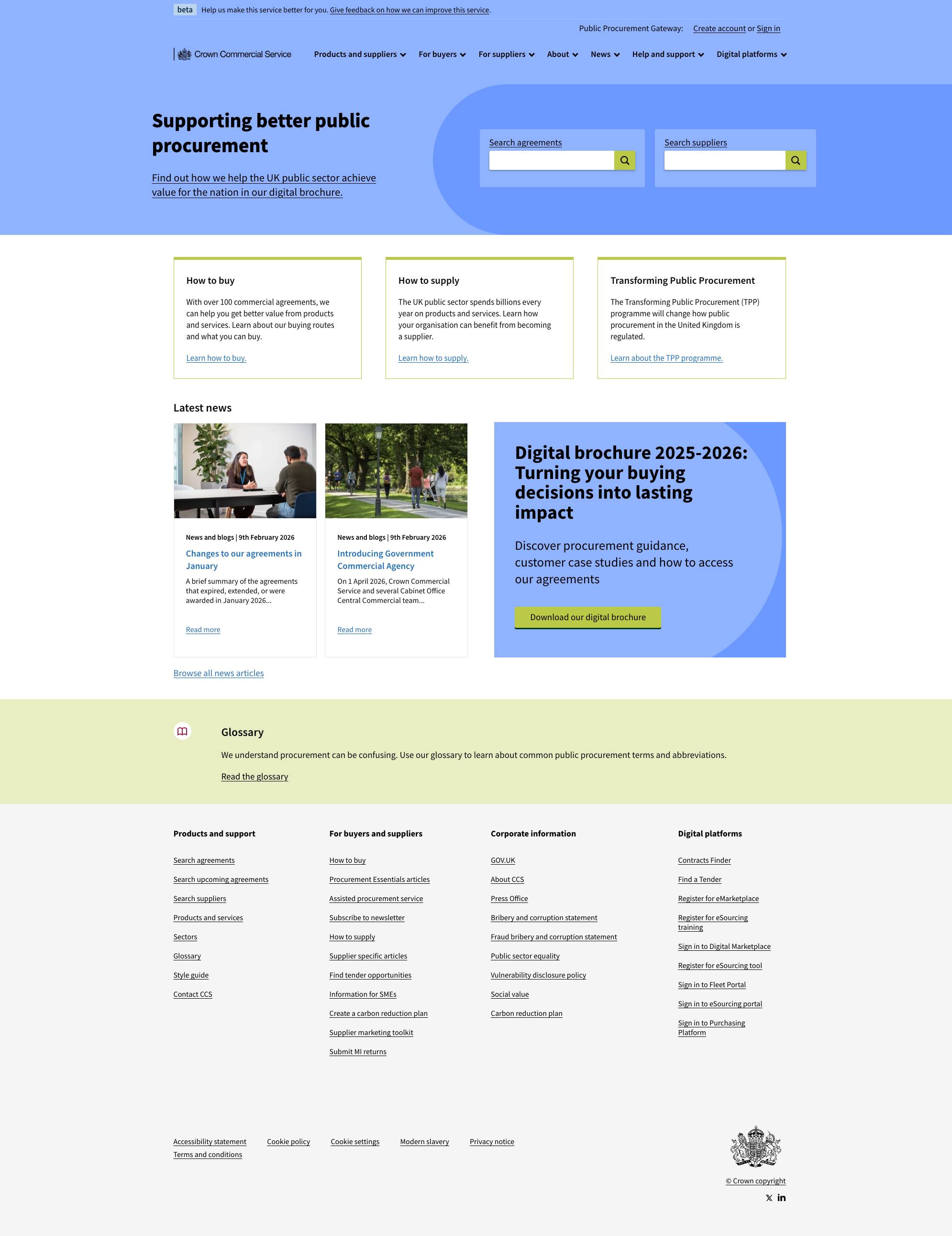 CCS prototype after the colour, navigation, and footer changes
